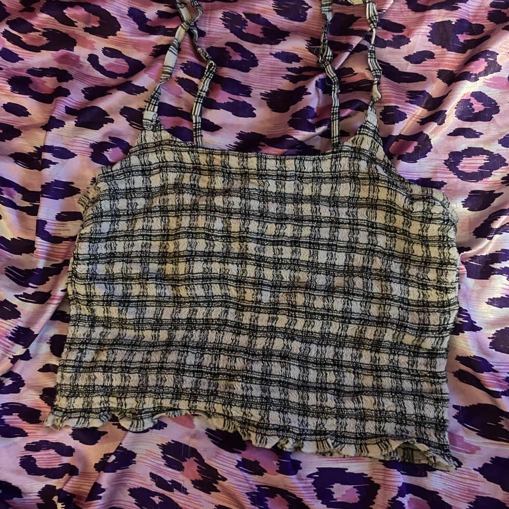 Hollister Black & White Gingham Tanktop Crop